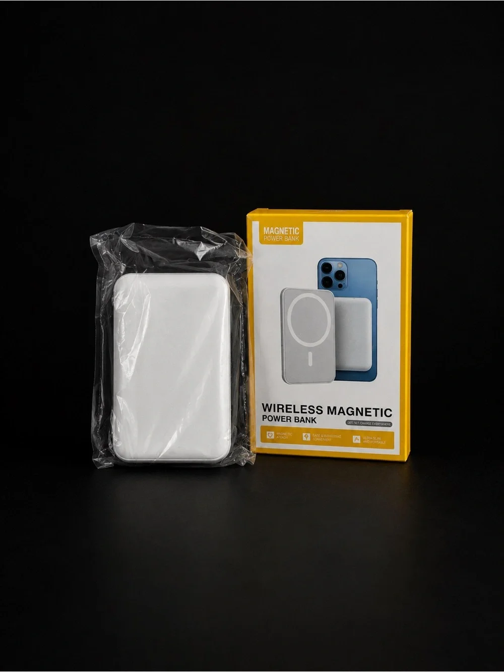 Wireless Magnetic Power Bank Portable Charger - Silver